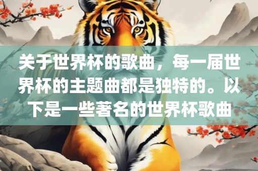 关于世界杯的歌曲，每一届世界杯的主题曲都是独特的。以下是一些著名的世界杯歌曲