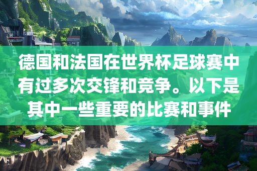 德国和法国在世界杯足球赛中有过多次交锋和竞争。以下是其中一些重要的比赛和事件