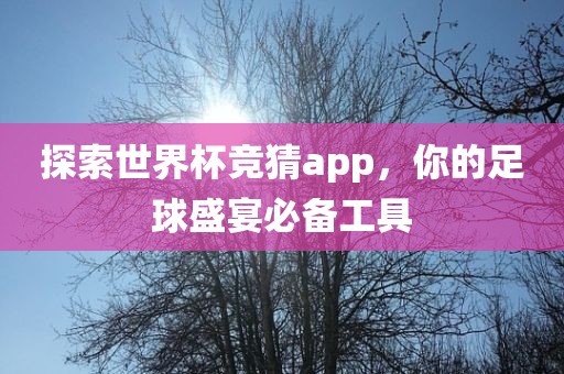 探索世界杯竞猜app，你的足球盛宴必备工具