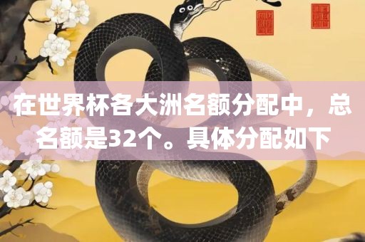 在世界杯各大洲名额分配中，总名额是32个。具体分配如下