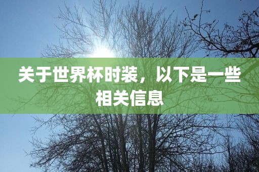 关于世界杯时装，以下是一些相关信息