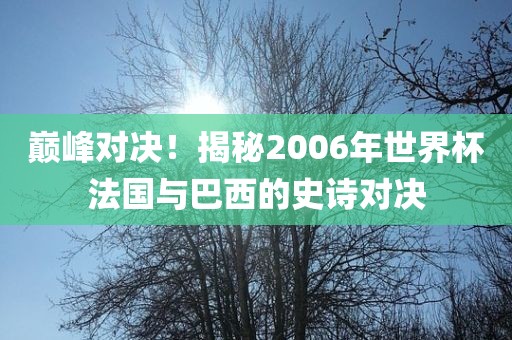 巅峰对决！揭秘2006年世界杯法国与巴西的史诗对决