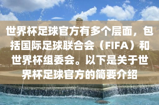 世界杯足球官方有多个层面，包括国际足球联合会（FIFA）和世界杯组委会。以下是关于世界杯足球官方的简要介绍