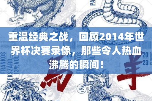重温经典之战，回顾2014年世界杯决赛录像，那些令人热血沸腾的瞬间！